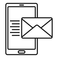 Smartphone mail inbox icon, outline style vector