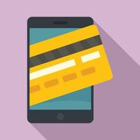 Smartphone credit card icon, flat style vector