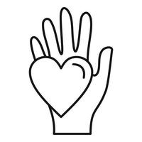 Hand keep heart icon, outline style vector