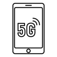 Icono de teléfono inteligente 5g, estilo de esquema vector