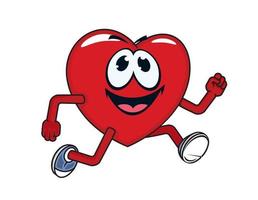 Cartoon running or jogging heart funny character vector