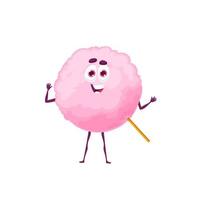 Cartoon pinky candy floss character, candy cotton vector