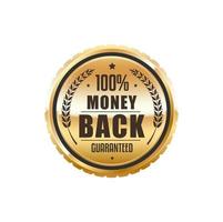 Money back golden badge and quality warranty label vector