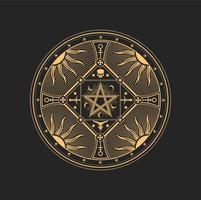 Pentacle wicca star, satanic mason tarot talisman vector