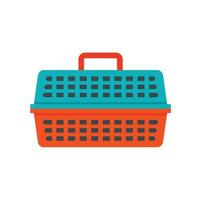 Cat travel basket icon, flat style vector