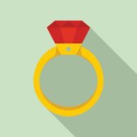 icono de anillo de diamantes de oro, tipo plano vector