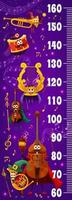 Kids height chart with wizard musical instruments vector