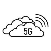 Icono de tecnología de nube 5g, estilo de esquema vector