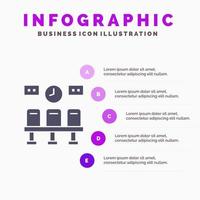 Seats Train Transportation Clock Solid Icon Infographics 5 Steps Presentation Background vector