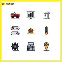 Set of 9 Modern UI Icons Symbols Signs for real estate house construction home switch Editable Vector Design Elements