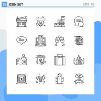 16 Universal Outlines Set for Web and Mobile Applications payment financial boxes cash messages Editable Vector Design Elements