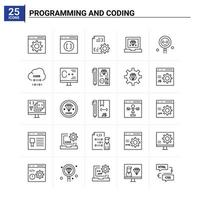 25 conjunto de iconos de programación y codificación de fondo vectorial vector