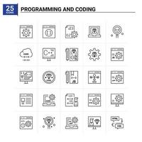 25 Programming And Coding icon set vector background