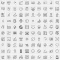 Pack of 100 Universal Line Icons for Mobile and Web vector