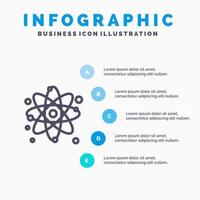 átomo, partícula, molécula, física, línea, icono, con, 5 pasos, presentación, infografía, plano de fondo vector