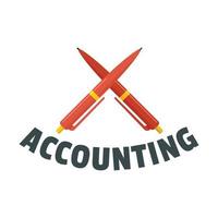 logotipo de pluma de contabilidad, estilo plano vector