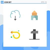 4 Universal Flat Icons Set for Web and Mobile Applications cloud forward multimedia constructor left Editable Vector Design Elements