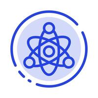 átomo educar educación línea punteada azul icono de línea vector