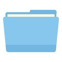 Blue computer file folder icon, flat style vector