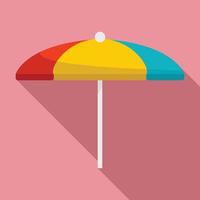 Textile beach umbrella icon, flat style vector