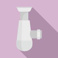 Washbasin pipe icon, flat style vector