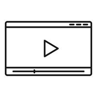 Web video player icon, outline style vector