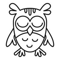 Sleeping owl icon, outline style vector