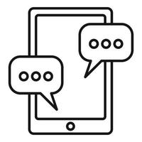 icono de chat de sms de tableta, estilo de esquema vector