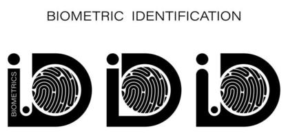 ID fingerprint icon for identification apps. Biometric identification of human data. Unique pattern on finger. Search devices for scanning data. Vector