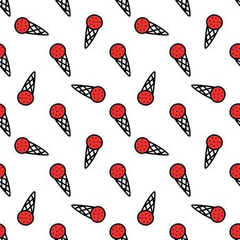 patrón sin costuras con helado en un cono. vector