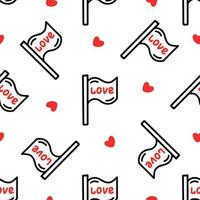 Seamless pattern with a flag with the inscription love vector