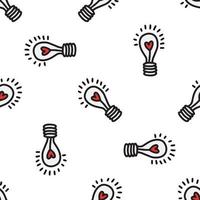 Seamless pattern with light bulbs with a heart vector