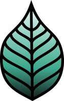 Green leaf in old school tattoo style. vector illustration