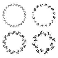 Illustration of collection of assorted circle shaped black frames made of plants on white isolated background vector