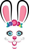 bunny masks with pink ears and flowers vector