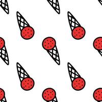 Seamless pattern with ice cream in a cone. vector