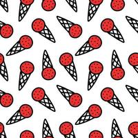 Seamless pattern with ice cream in a cone. vector