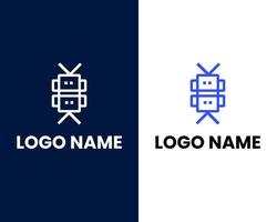 robot connect business logo design template vector