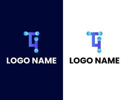 letter t with t tech logo design template vector