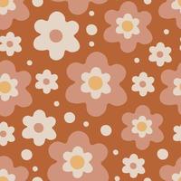 Retro floral seamless pattern with boho flowers vector