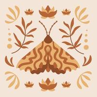 Retro poster with boho butterfly vector