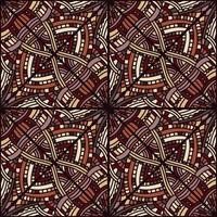 Freehand line mosaic seamless pattern. Vintage boho tile ornament. Creative doodle style backdrop. Abstract geometric ethnic tile. vector