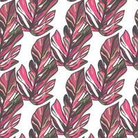 Creative tropical leaves seamless pattern in sketch style. Palm leaf endless floral background. vector