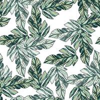 Creative tropical leaves seamless pattern in sketch style. Palm leaf endless floral background. vector