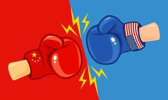 USA vs China, trade war. vector