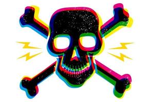 Vintage skull in CMYK style. vector