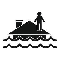 Flood roof house icon, simple style vector