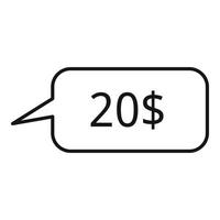 20 dollar price icon, outline style vector