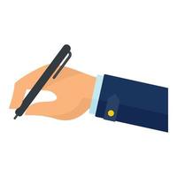Hand writing on papers icon, flat style vector