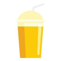 Juice plastic cup icon, flat style vector